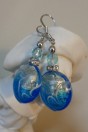 Boucles d'oreilles Artifice bleu et feuille d'argent