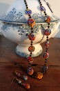 Parure de perles murrines millefiori rondes plates