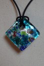 Pendentif Rombo bleu et argent en verre de Murano