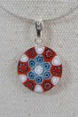  Medaille murrine Rouge contour en argent 925 avec cordon