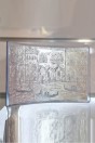 Gravure sur feuille d'argent et verre de Murano bleue claire