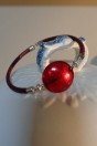 Bracelet perle rouge avec feuille d'argent