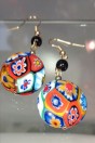 Boucles d'oreilles murrines millefiori multicolors plates