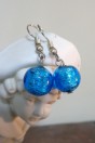 Boucles d'oreilles bleues azur et feuille d'argent