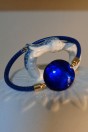 Bracelet perle bleu roi avec feuille d'argent