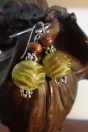 Boucles d'oreilles perles artistiques vertes style phénicien
