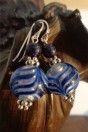 Boucles d'oreilles perles artistiques bleues style phénicien