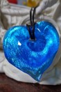 pendentif coeur bleu et feuille d'argent