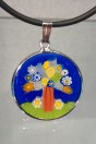 Medaille Murano arbre de vie bleue