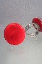 Bague reglable plate rouge opaque en verre de Murano